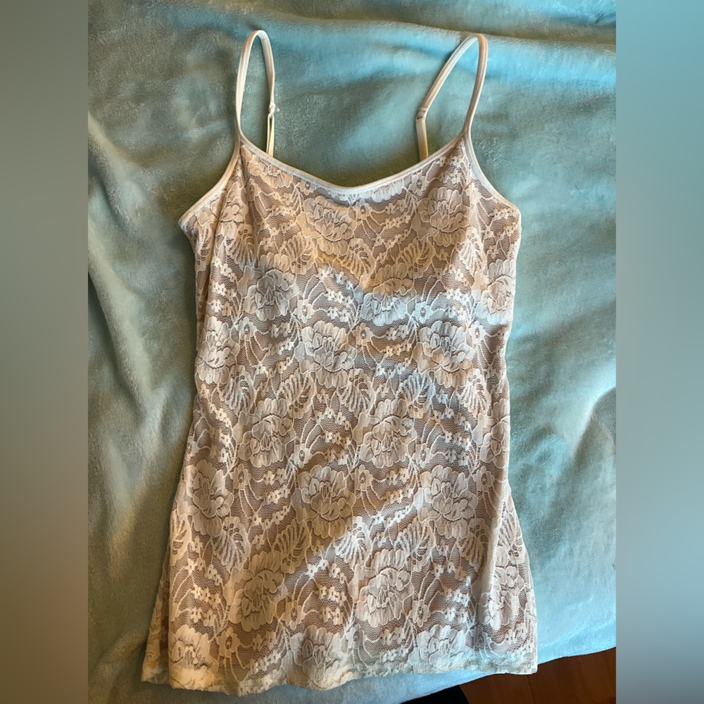 Express lace best loved bra cami White & Cream